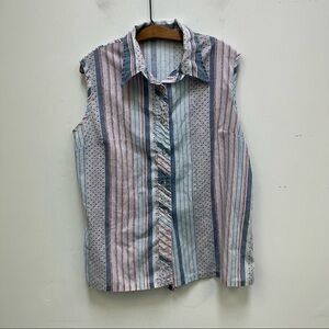 Vintage Miss Fashionality Button Down Tank Blouse